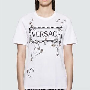 Versace Classic White Tee w/ Safety Pin Print